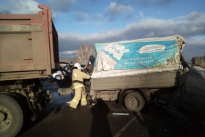 В ДТП грузовых авто под Омском был заблокирован водитель