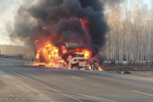 Стали известны подробности ДТП на трассе в Омской области, в котором сгорели два автомобиля