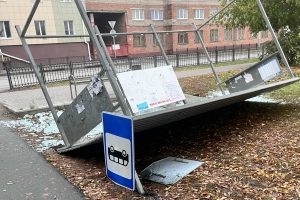  В Омске конструкция остановки едва не убила человека