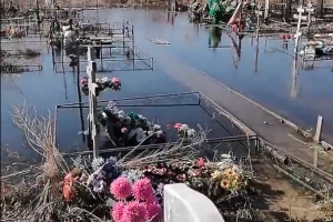 «Из воды торчат только кресты»: омичи пожаловались на затопленное кладбище