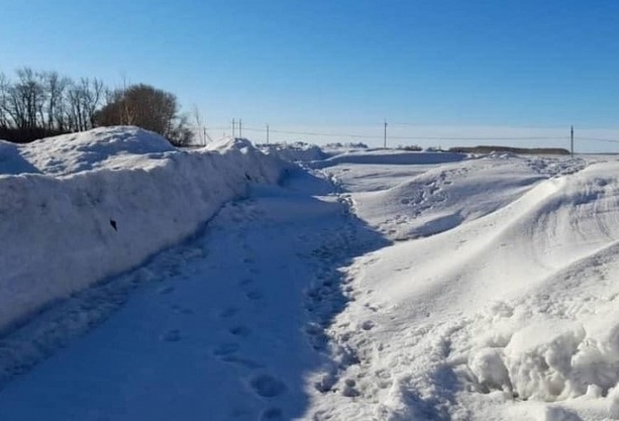 «Ни жить, ни похоронить»: жители деревни в Омской области отрезаны от мира из-за заваленной снегом дороги - Обновлено
