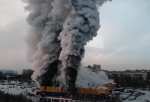 В Томске в одно время с прямым эфиром губернатора произошел мощный пожар в ТЦ «Лента» (Видео)