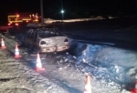 В Омской области водитель погиб в загоревшейся после ДТП машине